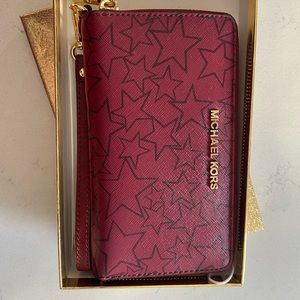 Maroon Michael Kors wristlet